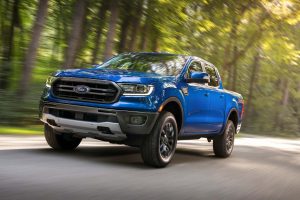 A blue 2022 Ford Ranger.