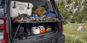 An image of a fully, but organized, packed 2022 Ford Bronco Sport trunk.