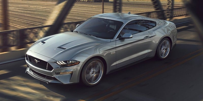 A silver 2023 Ford Mustang.