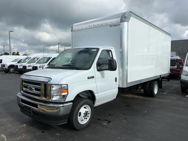 A white 2024 Ford E-450SD available at Coughlin Ford of Pataskala.