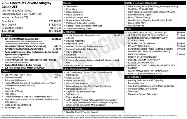 2025 Chevrolet Corvette 2LT