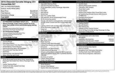 2016 Chevrolet Corvette Z51 2LT