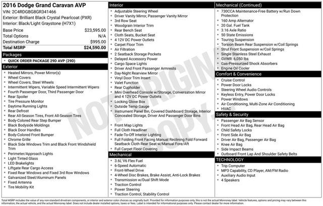 2016 Dodge Grand Caravan American Value Pkg