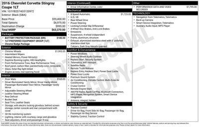 2016 Chevrolet Corvette Stingray 1LT
