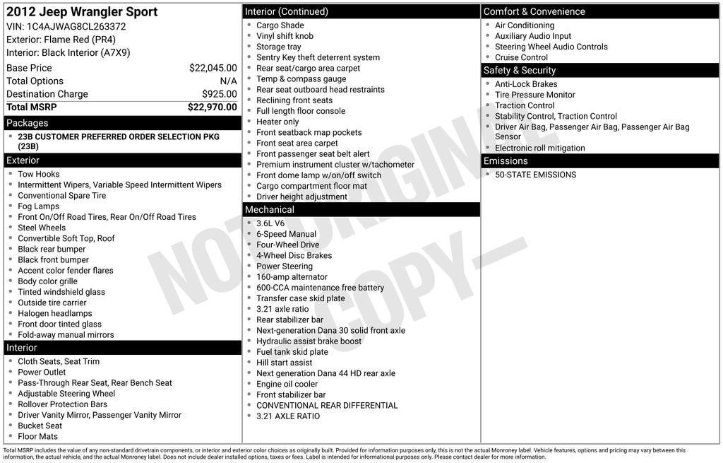 2012 Jeep Wrangler Sport