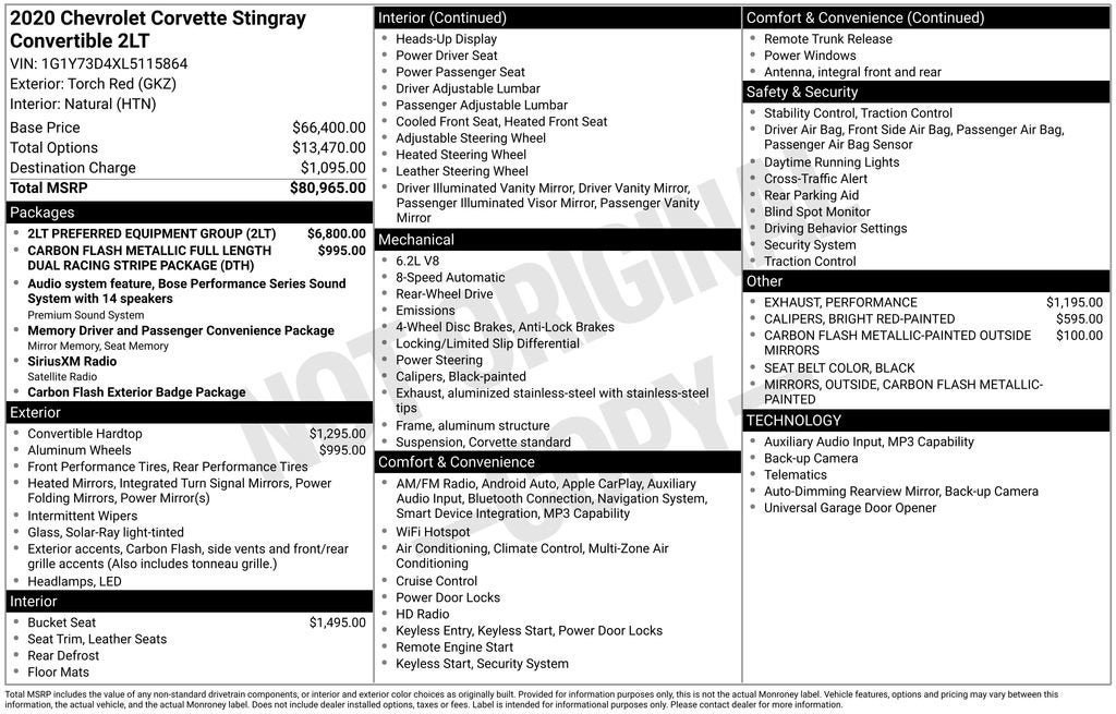 2020 Chevrolet Corvette Stingray 2LT