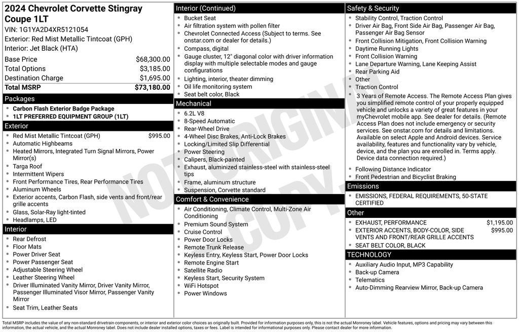2024 Chevrolet Corvette Stingray 1LT