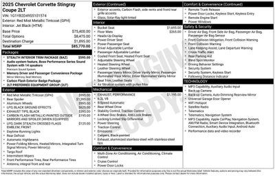 2025 Chevrolet Corvette Stingray 2LT