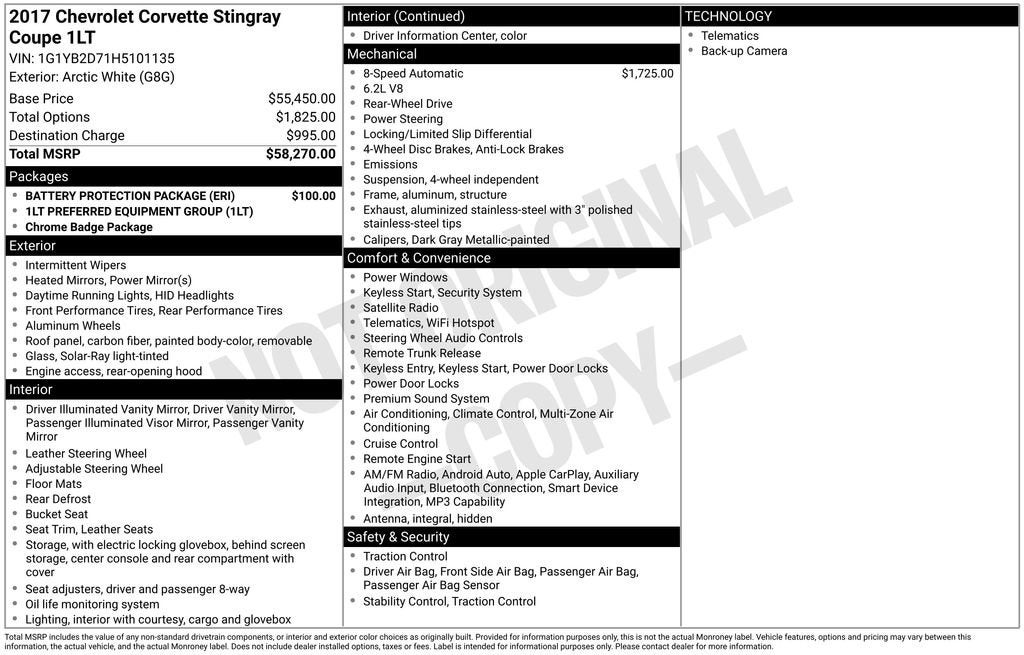2017 Chevrolet Corvette Stingray 1LT