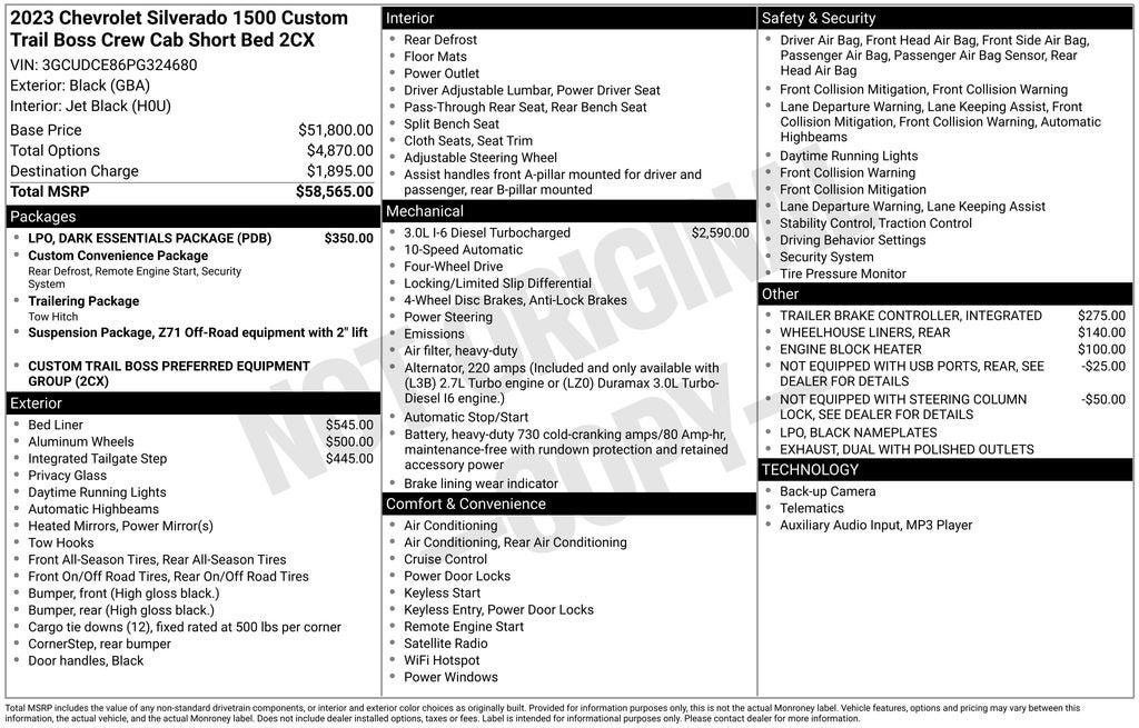 2023 Chevrolet Silverado 1500 Custom Trail Boss