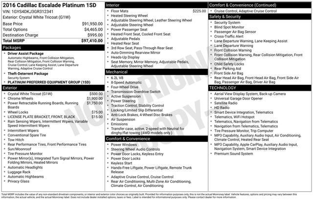 2016 Cadillac Escalade Platinum